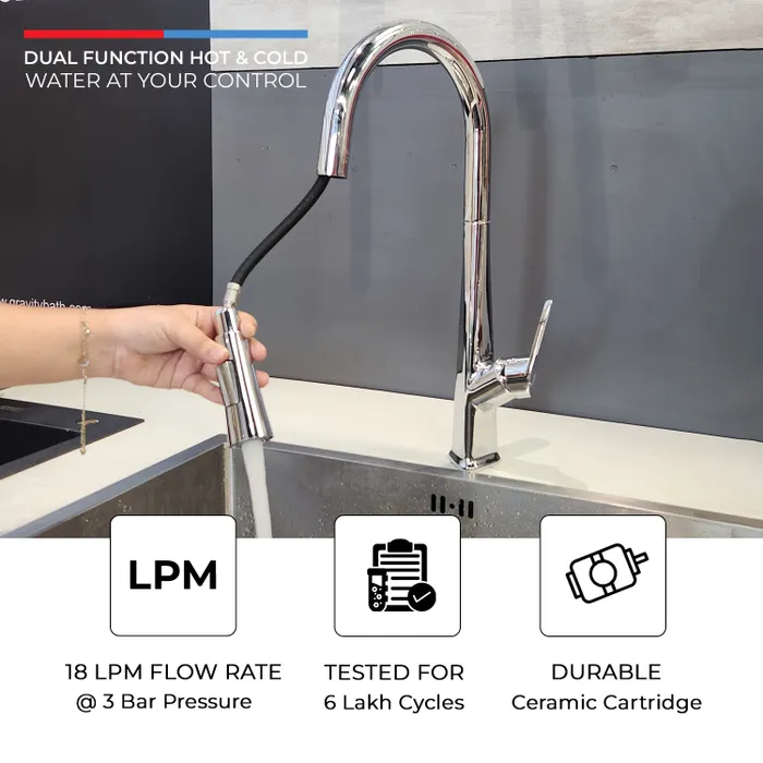 SS 304 Pull Out Sink Mixer 1380 Chrome