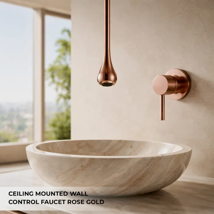 Ceiling Mounted Wall Control Faucet Tap Rose Gold