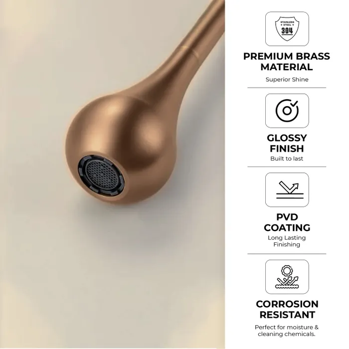 Ceiling Mounted Wall Control Faucet Tap Rose Gold