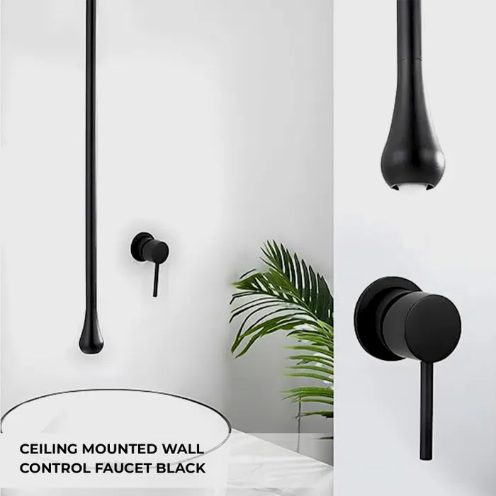 Ceiling Mounted Wall Control Faucet Tap Black