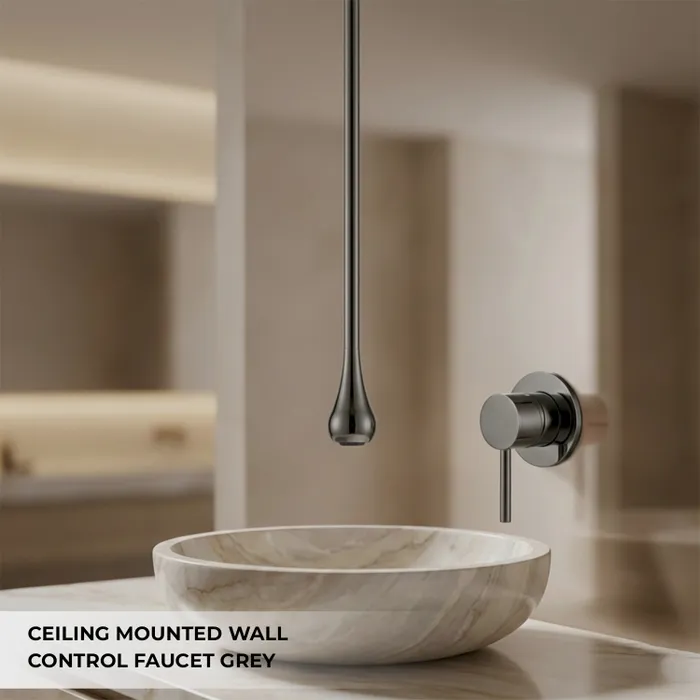 Ceiling Mounted Wall Control Faucet Tap Grey