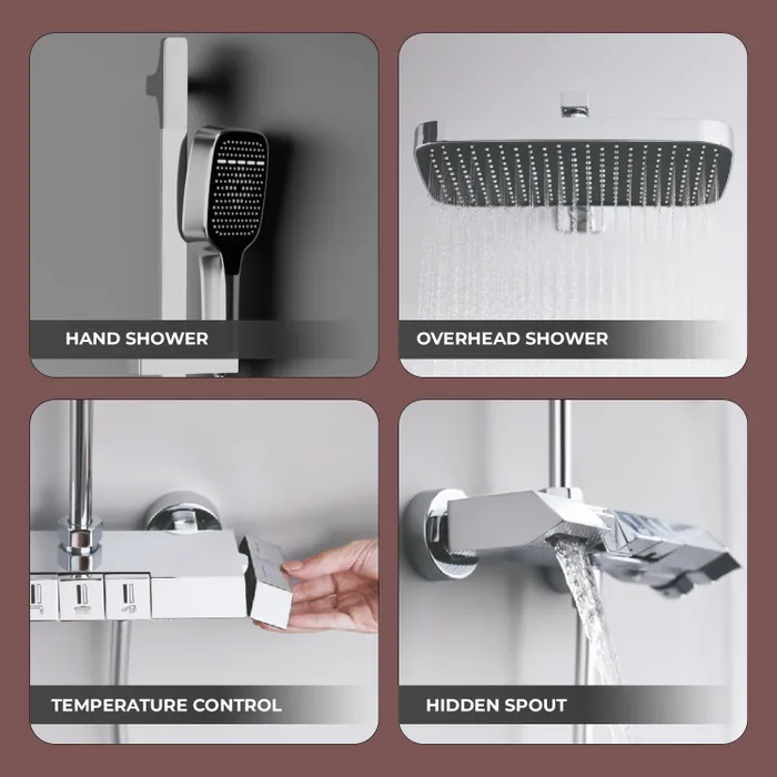 Harmony Canvas Wall Hot And Cold Mixer Telephonic 3 Outlet Brass Faucet/Sink Tap - Chrome