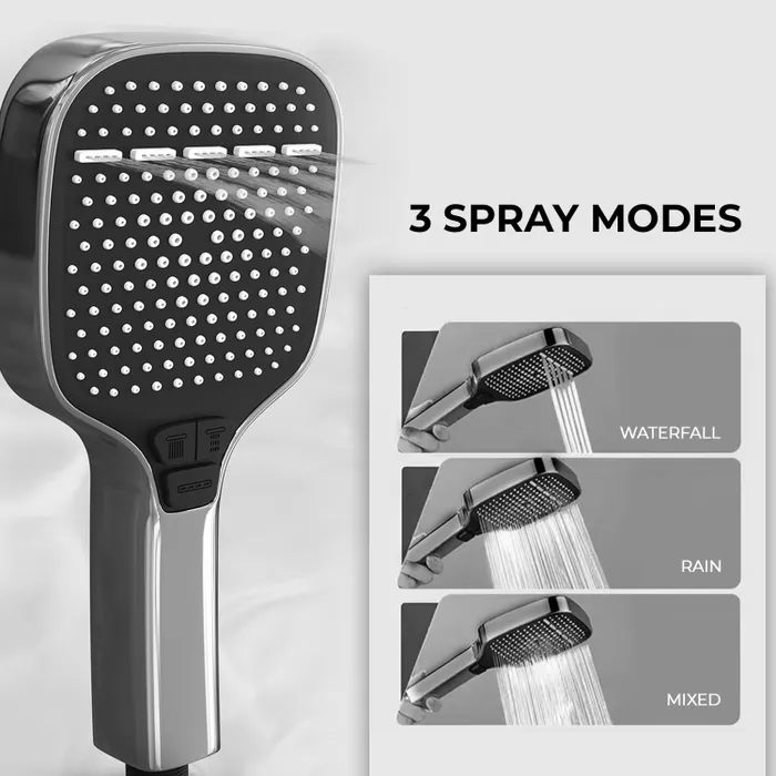 Harmony Pendle Wall Hot And Cold Mixer Telephonic 3 Outlet Brass Faucet/Sink Tap - Grey