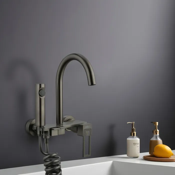Wall Mounted Sink Mixer With Health Faucet Grey Necklace