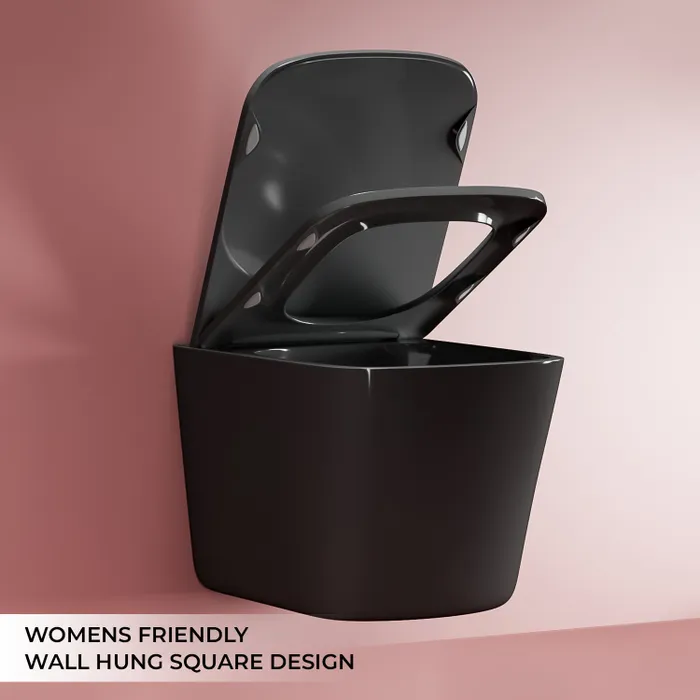 Women-Friendly Wall Hung Square Toilet â Black