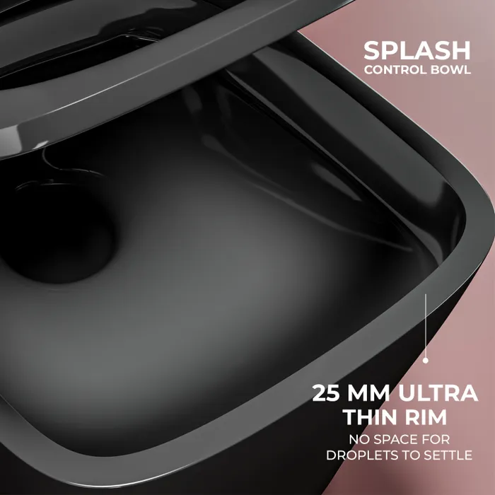 Women-Friendly Wall Hung Square Toilet â Black
