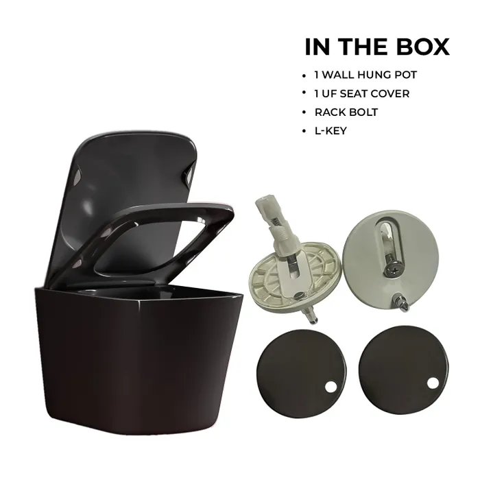 Women-Friendly Wall Hung Square Toilet â Black