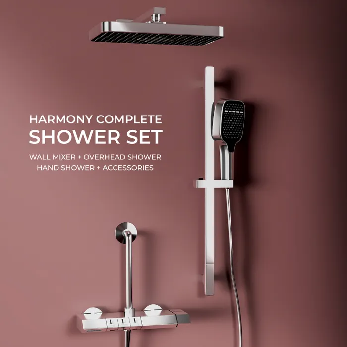 Harmony Canvas Wall Hot And Cold Mixer Telephonic 3 Outlet Brass Faucet/Sink Tap - Chrome