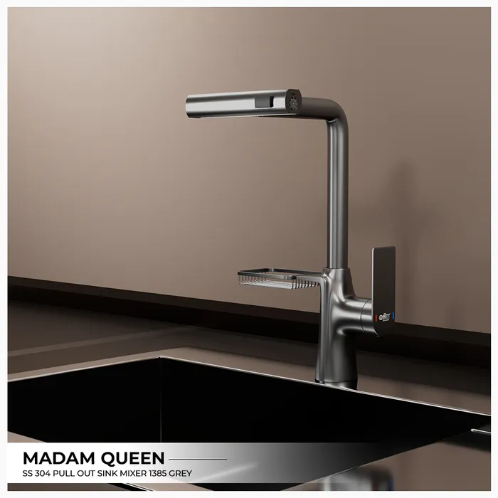 SS 304 Pull Out Sink Mixer 1385 Grey