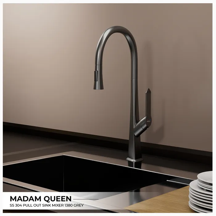 SS 304 Pull Out Sink Mixer 1380 Grey