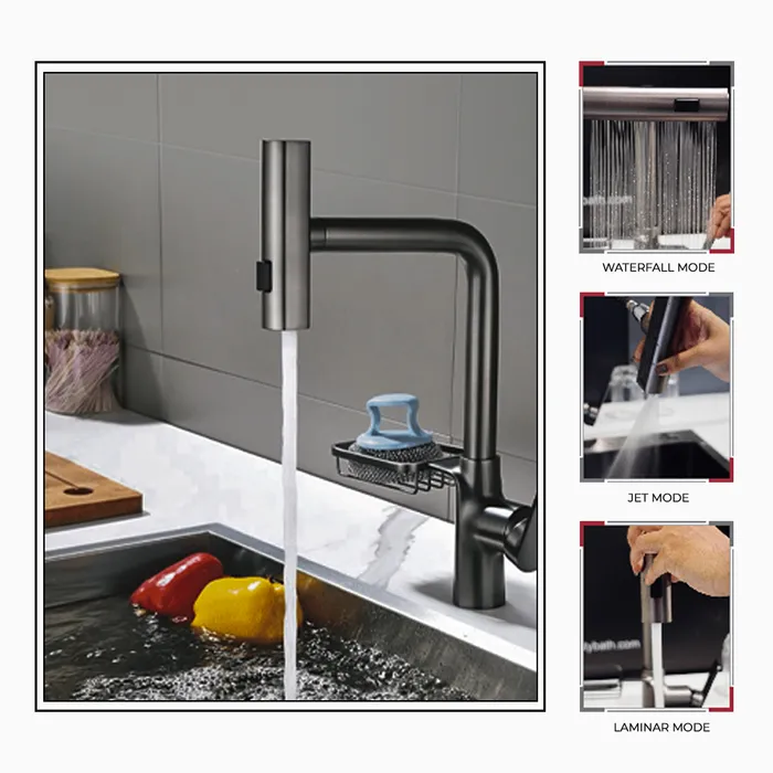 SS 304 Pull Out Sink Mixer 1385 Grey