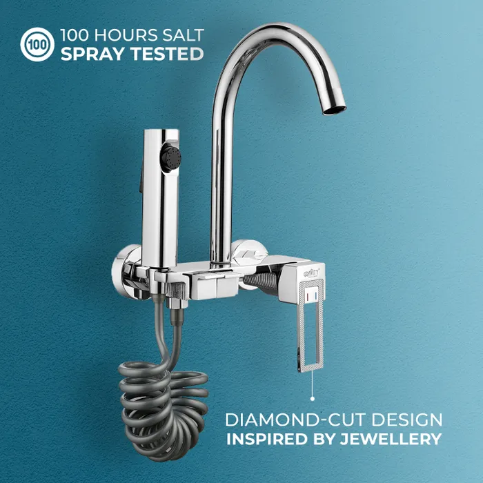 Wall Mounted Sink Mixer With Extendable kitchen Faucet Chrome Necklace Faucet
