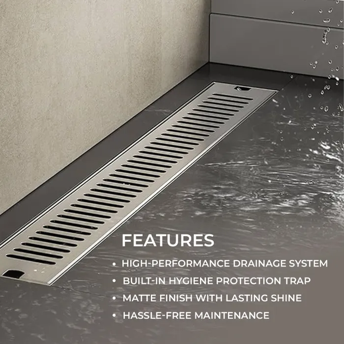 Stainless Steel Vertical Line Side Hole Shower Drain 36 Inch â Gravity Bath