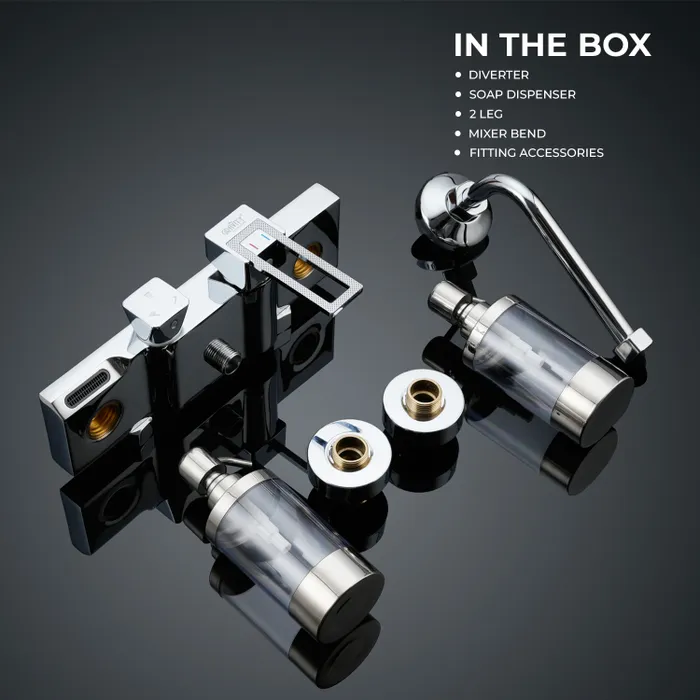 Single Lever Wall Mixer 3 Function With Dispenser Chrome Kitchen Faucet