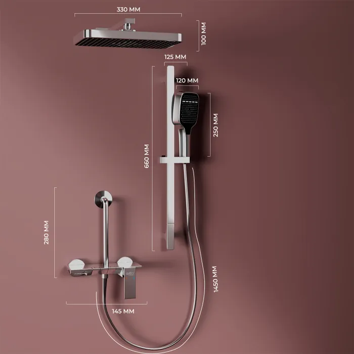 Harmony Pendle Wall Mixer Telephonic 3 Outlet Chrome