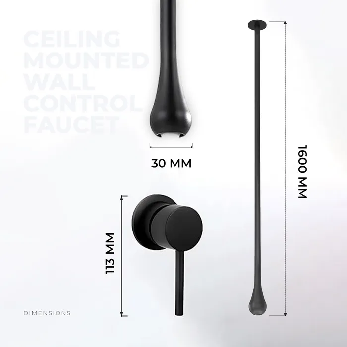 Ceiling Mounted Wall Control Faucet Tap Black