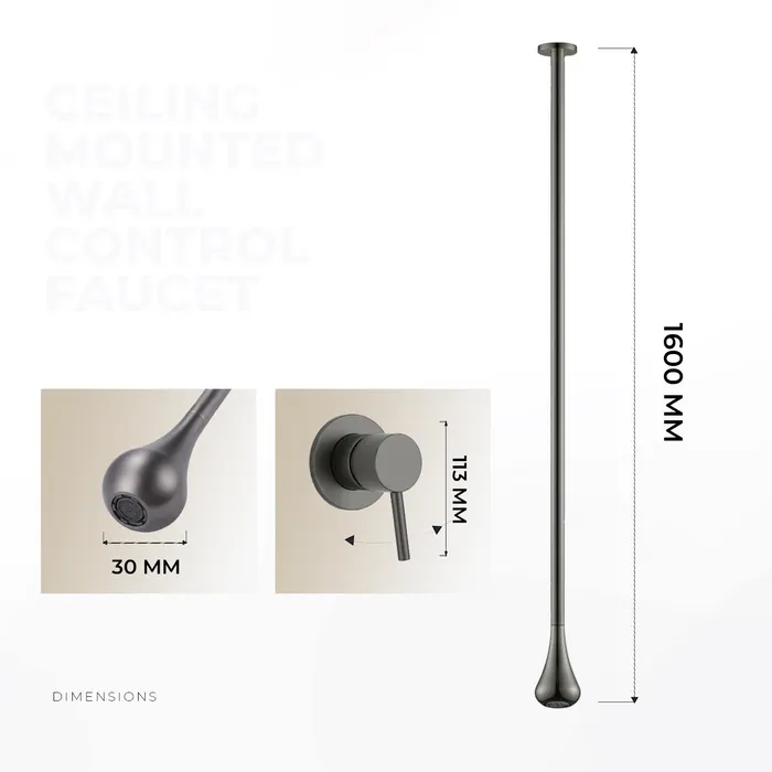 Ceiling Mounted Wall Control Faucet Tap Grey