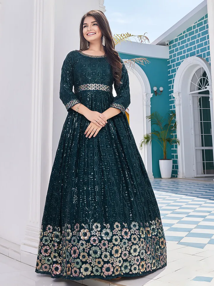 blue dress for baby girl Navy Blue Georgette Western Dress