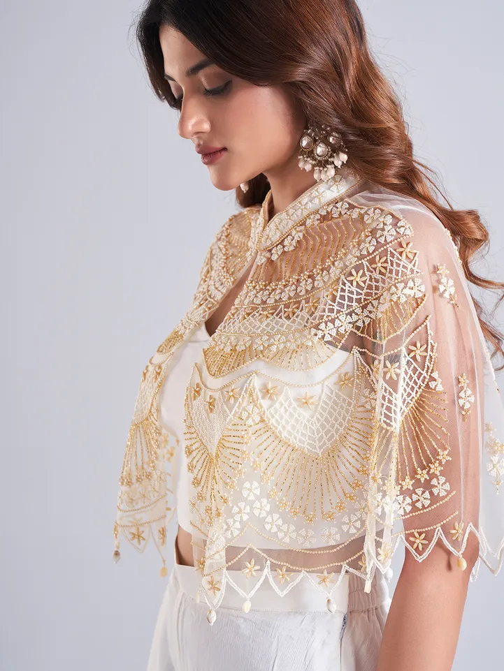 Designer white silk palazzo salwar suit