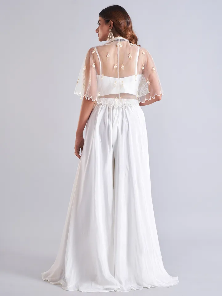 Designer white silk palazzo salwar suit