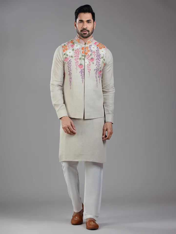 Exquisite dark beige waistcoat set for wedding