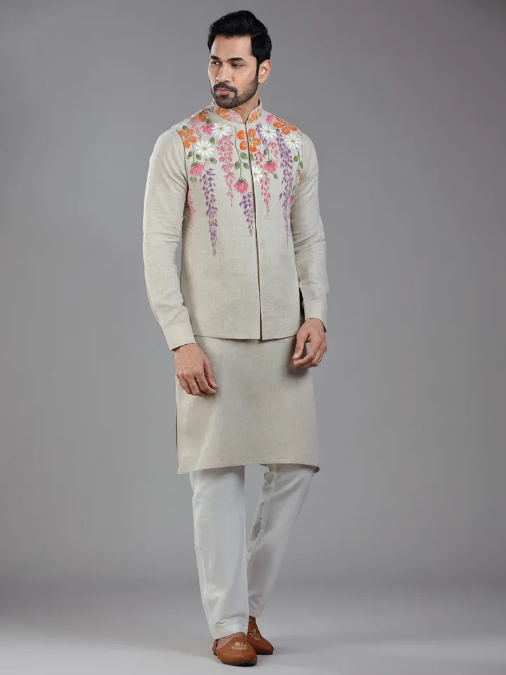 Exquisite dark beige waistcoat set for wedding