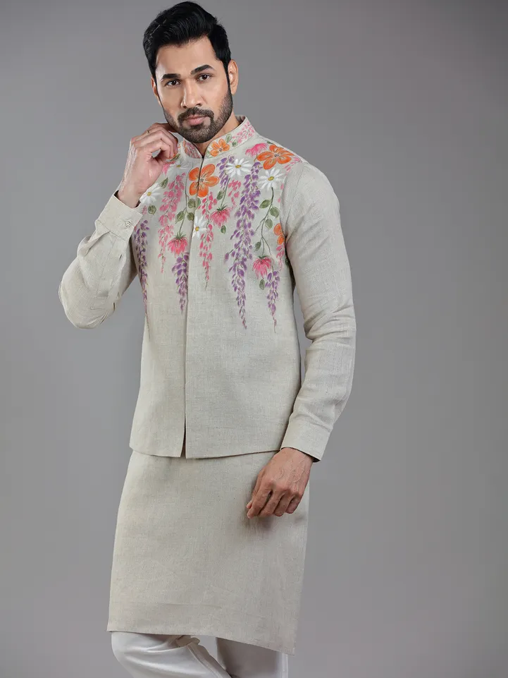 Exquisite dark beige waistcoat set for wedding