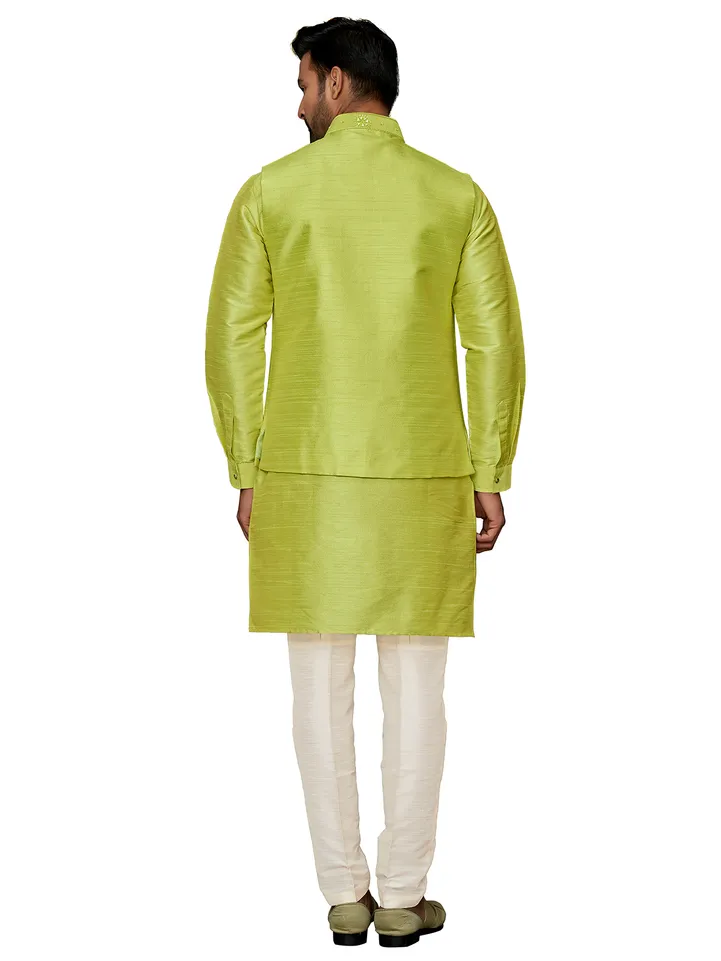 Lime green silk waistcoat set