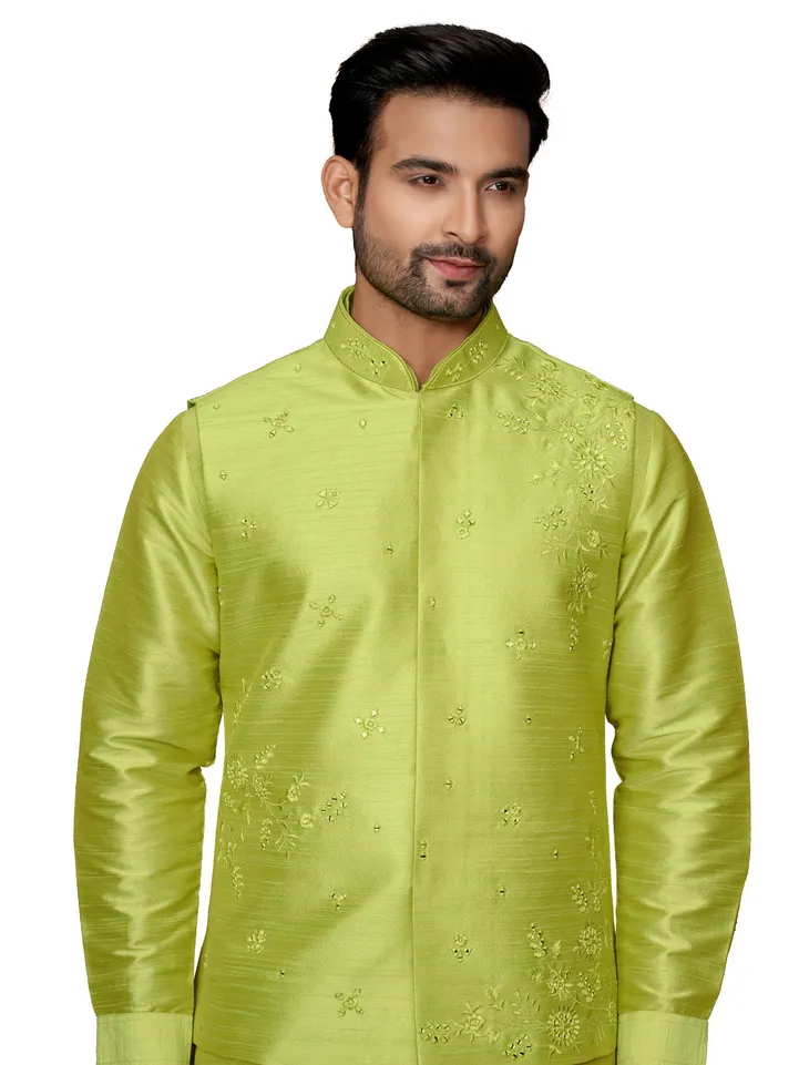 Lime green silk waistcoat set