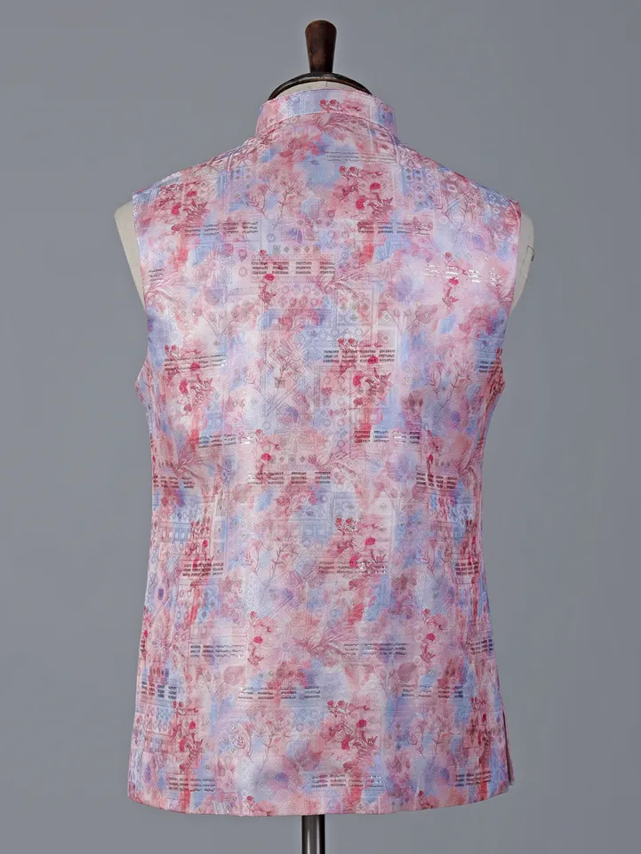 Pink brocade waistcoat with sequins detailing