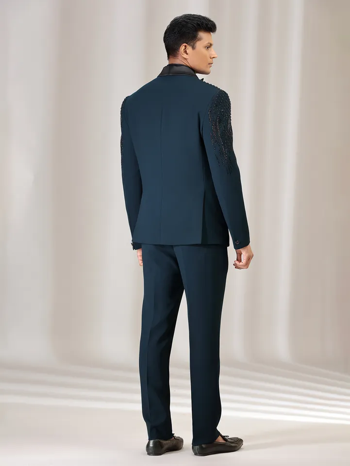Rama green terry rayon coat suit with reception wear