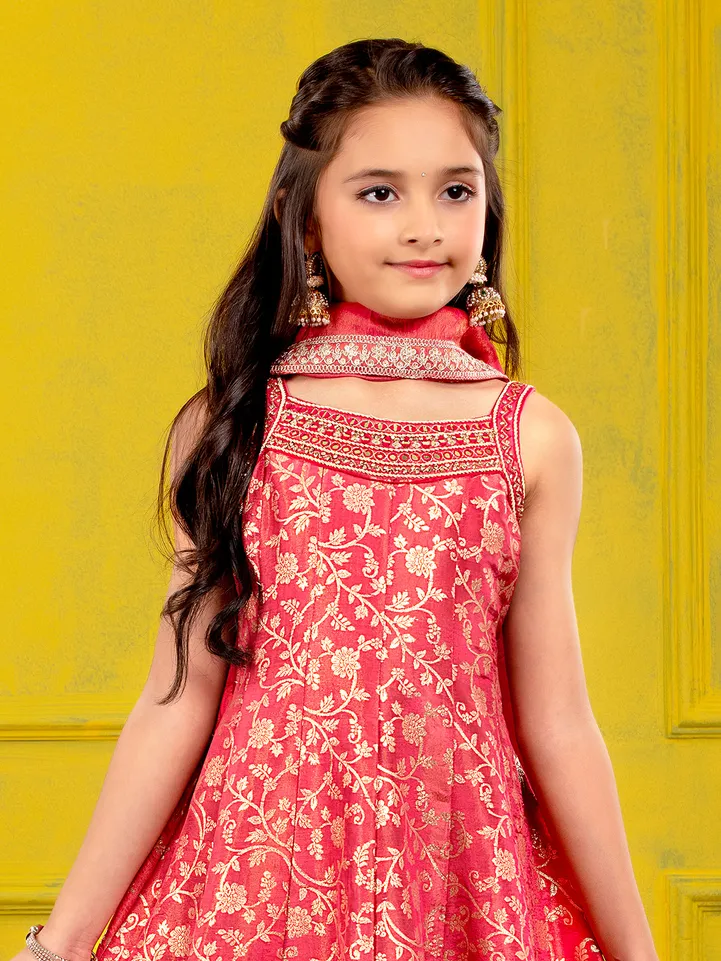 Royal red pakistani style silk palazzo suit