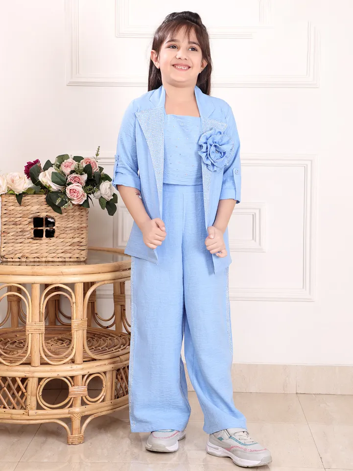 Sky blue cotton co-ord set for casual