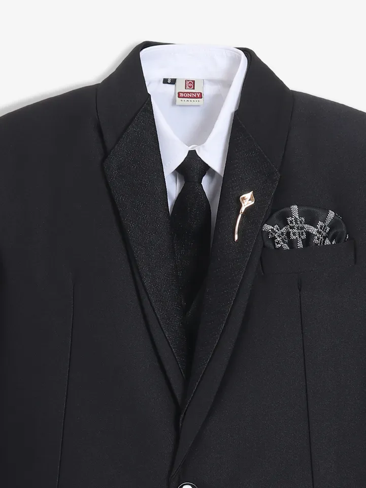 Stunning black terry rayon one button coat suit