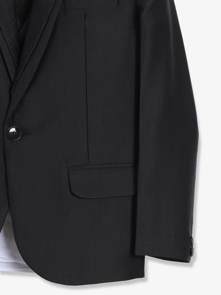 Stunning black terry rayon one button coat suit