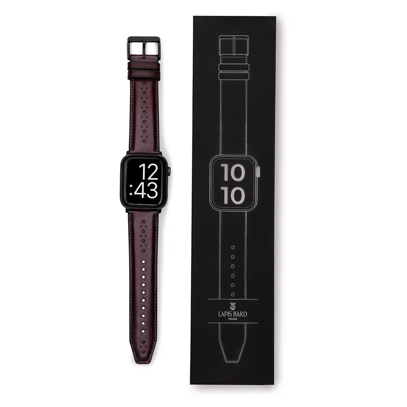Lapis Bard Leather Apple Watch Strap - Bordeaux