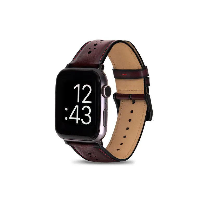 Lapis Bard Leather Apple Watch Strap - Bordeaux