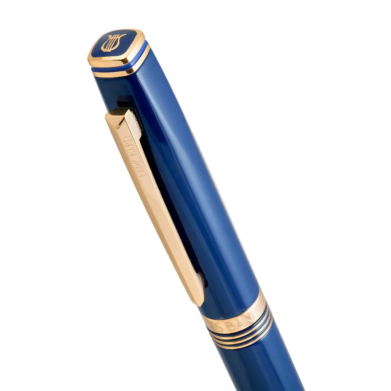 Gift Set Lapis Bard Contemporary Gold Trims Ballpoint Pen With Ducorium Wallet Blue With Gold Trim