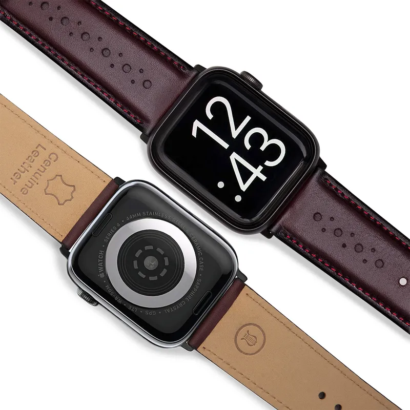 Lapis Bard Leather Apple Watch Strap - Bordeaux