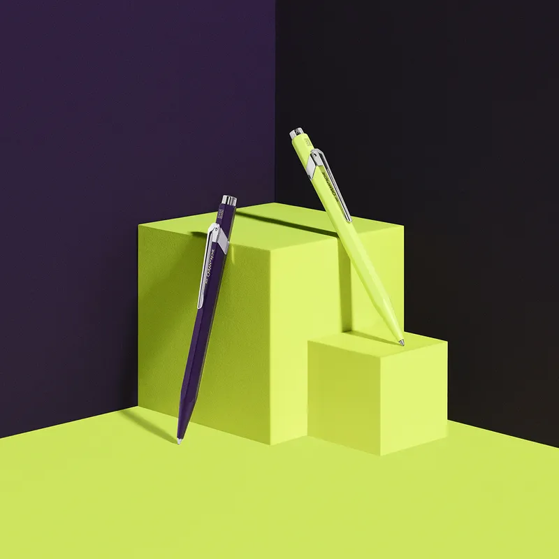 Caran d'Ache 849 Violet Jaune Fluo Ballpoint Pen - Dark Violet