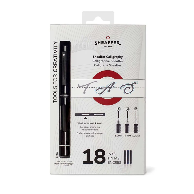 Sheaffer Calligraphy Matte Black Fountain pen Minikit with Black cap and Matte Black Trim in Hangsell - F, M, B nibs