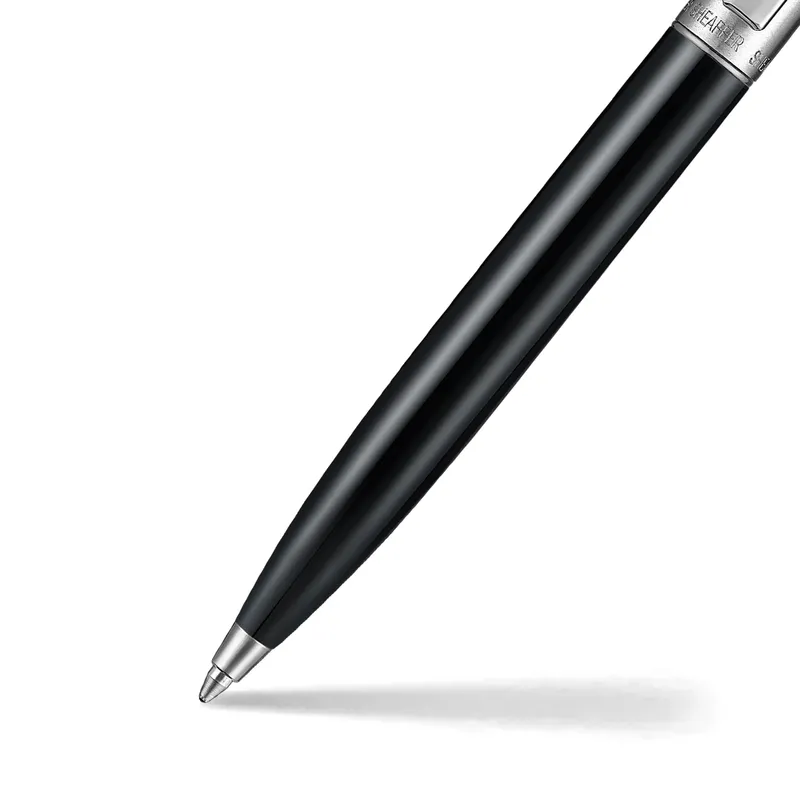 Sheaffer Sentinel Metal 332 Glossy Black Barrel and Brushed Chrome Cap Ballpoint Pen with Chrome-Plated Trims