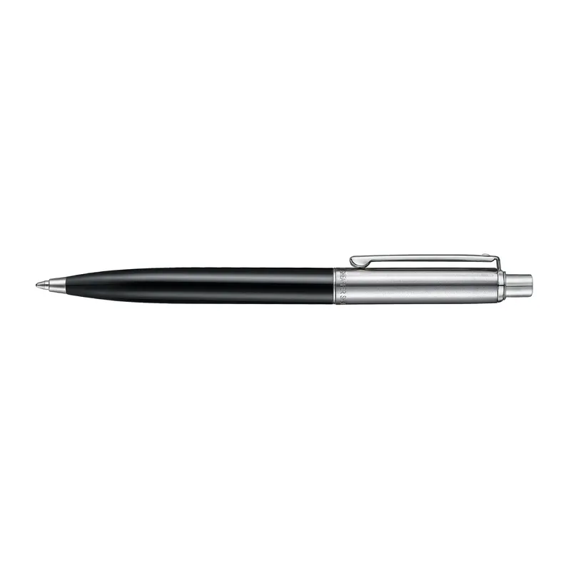 Sheaffer Sentinel Metal 332 Glossy Black Barrel and Brushed Chrome Cap Ballpoint Pen with Chrome-Plated Trims