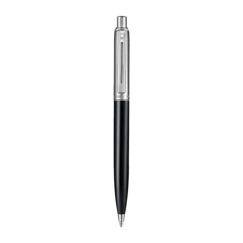 Sheaffer Sentinel Metal 332 Glossy Black Barrel and Brushed Chrome Cap Ballpoint Pen with Chrome-Plated Trims