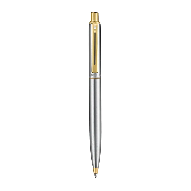Sheaffer Sentinel Metal 333 Brushed Chrome Ballpoint Pen with Gold-Plated Trims