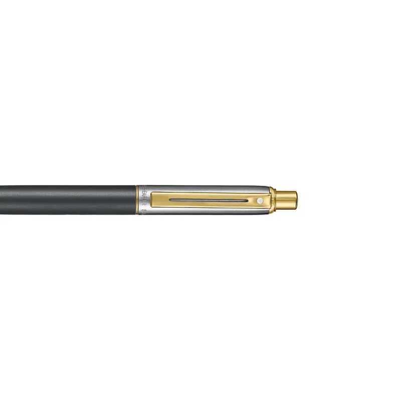Sheaffer Sentinel Metal 334 Matte Black Barrel and Brushed Chrome Cap Ballpoint Pen with Gold-Plated Trims