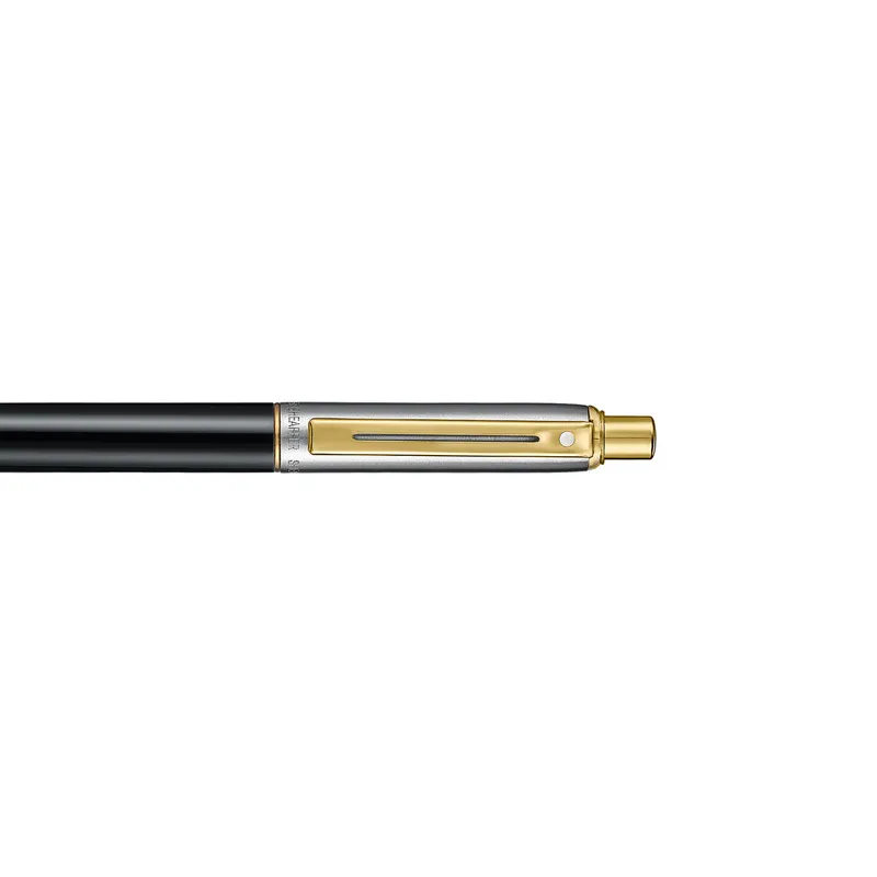 Sheaffer Sentinel Metal 335 Glossy Black Barrel and Brushed Chrome Cap Ballpoint Pen with Gold-Plated Trims