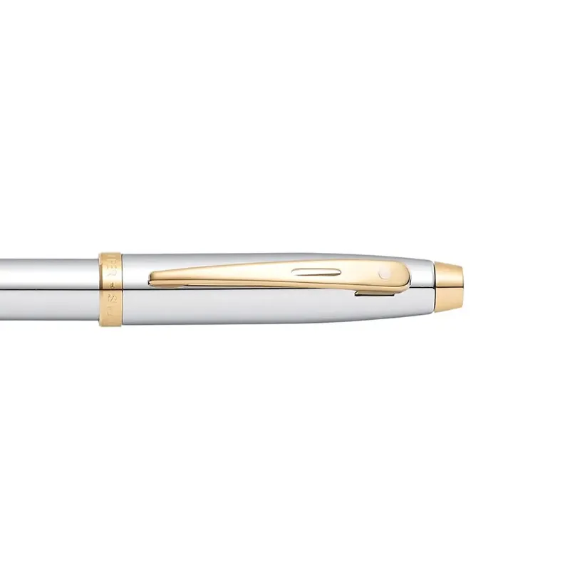Sheaffer Gift Set 100 9340 Fountain Pen (M) and Rollerball Pen Bright Chrome with Gold Trims - Set of 2 Pens