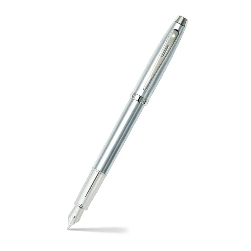 Sheaffer Gift Set 100 9306 Fountain Pen (M) and Rollerball Pen Brushed Chrome with Chrome Trims - Set of 2 Pens