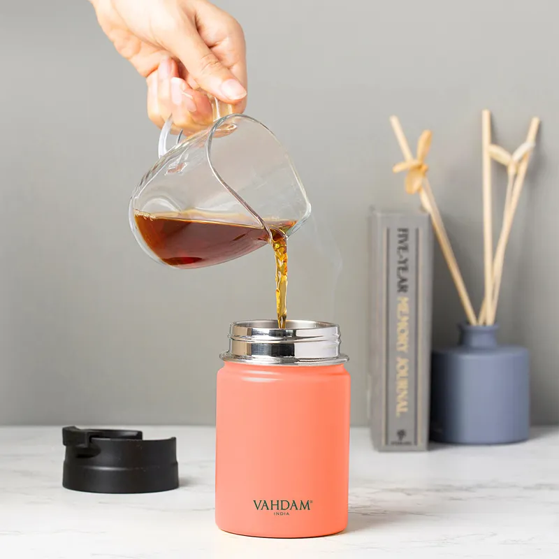 Vahdam Vitality Flip Bottle (260 ml) Coral